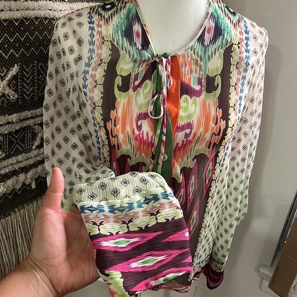 Zara Feather Trim Printed Blouse - Picture 2 of 7